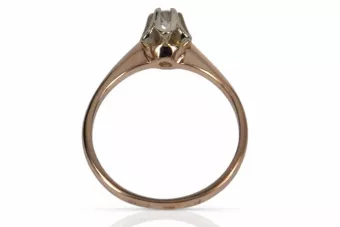 Žiedas Cyrkonia Originalus 14k rožinio aukso vintage Vintažiniai papuošalai vrc353r